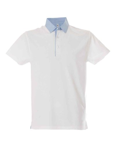 Polo manica corta con colletto in oxford Atene White