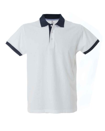 Polo manica corta colletto in contrasto Chile White