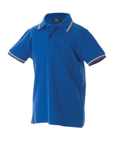 Polo bambino con tricolore su colletto e fondo manica Aosta Boy Royal