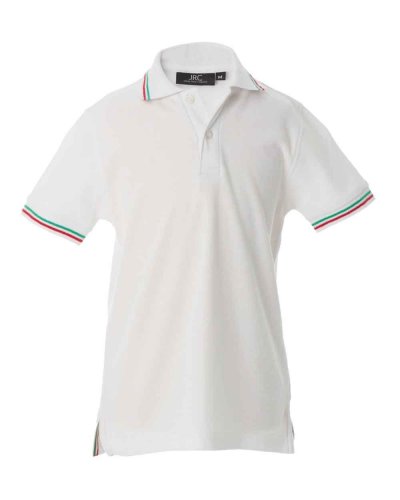 Polo bambino con tricolore su colletto e fondo manica Aosta Boy White