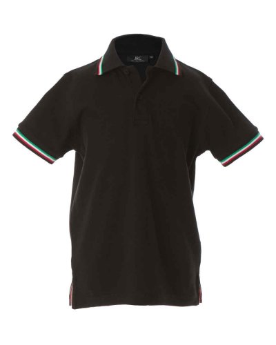 Polo bambino con tricolore su colletto e fondo manica Aosta Boy Black