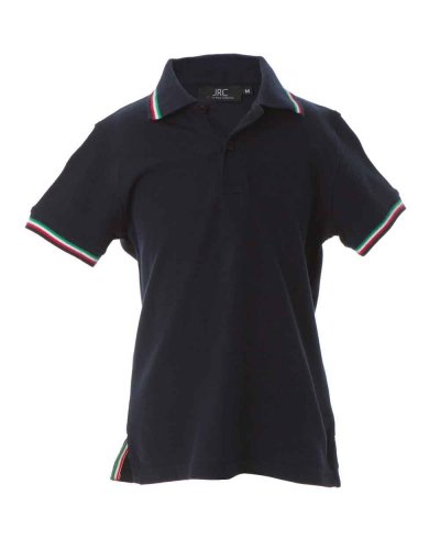 Polo bambino con tricolore su colletto e fondo manica Aosta Boy Navy