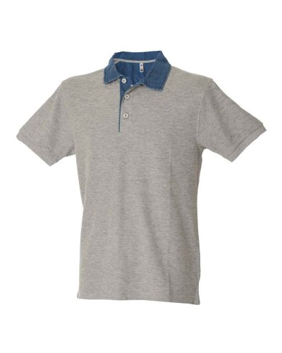 Polo manica corta con colletto in tessuto denim Granada