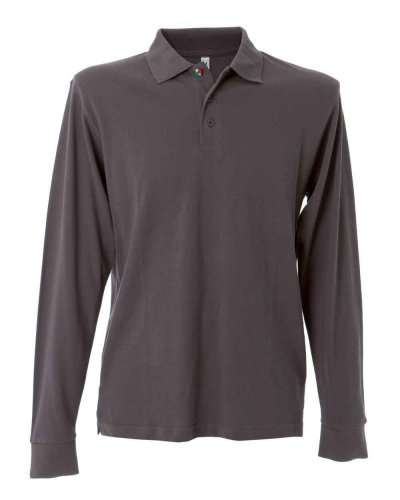 Polo manica lunga 1 bottone con tricolore New Zeland Dark grey