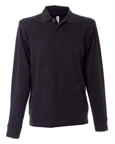Polo manica lunga 1 bottone con tricolore New Zeland Navy