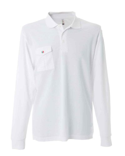 Polo manica lunga con taschino Texas White