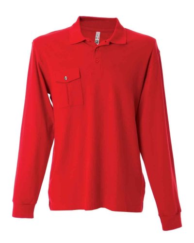 Polo manica lunga con taschino Texas Red