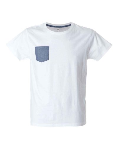 T-shirt uomo girocollo con taschino Antibes White