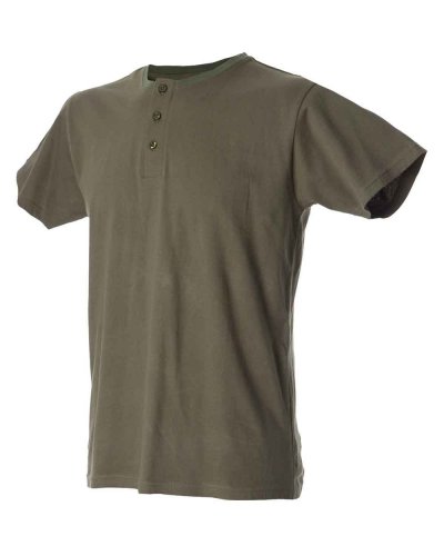 T-shirt serafino uomo girocollo Malaga Army Green