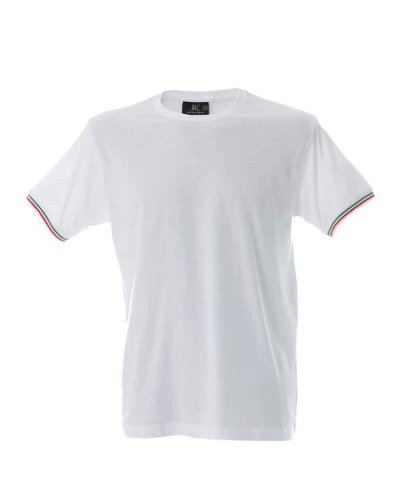 T-shirt manica corta girocollo tricolore sule maniche Udine White