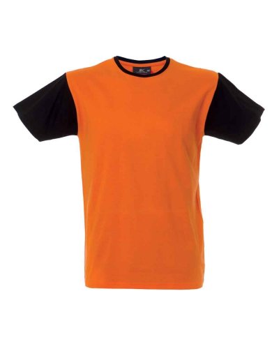 T-shirt manica corta girocollo maniche e colletto in contrasto Lisbona Orange