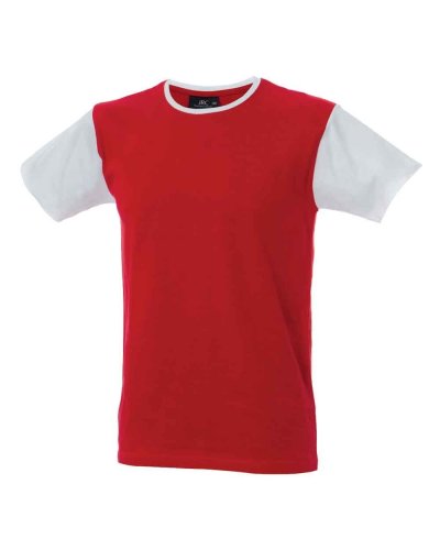 T-shirt manica corta girocollo maniche e colletto in contrasto Lisbona Red