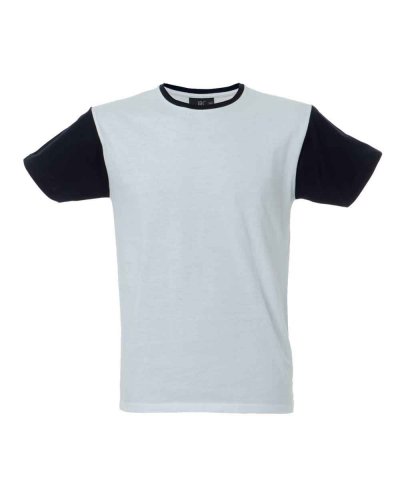 T-shirt manica corta girocollo maniche e colletto in contrasto Lisbona White