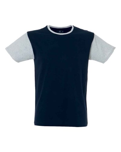 T-shirt manica corta girocollo maniche e colletto in contrasto Lisbona Navy