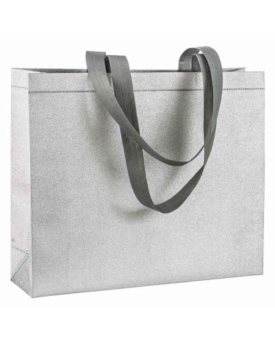Shopper grande in TNT laminato Glitter Argento