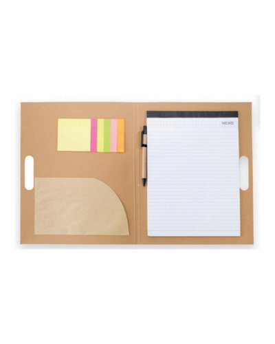 Cartella portadocumenti con segnapagine block-notes e penna