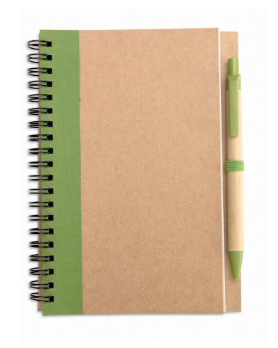 Block notes spiralato penna inclusa Verde