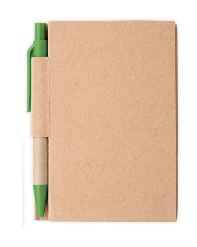 Block notes 80 fogli a righe con penna inclusa Verde