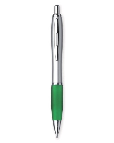 Penna in plastica silver ed impugnatura gommata Verde