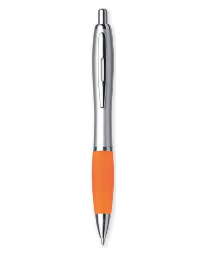 Penna in plastica silver ed impugnatura gommata Arancio