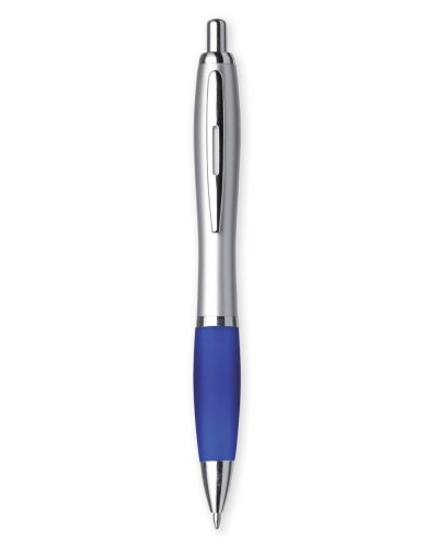 Penna in plastica silver ed impugnatura gommata Blu
