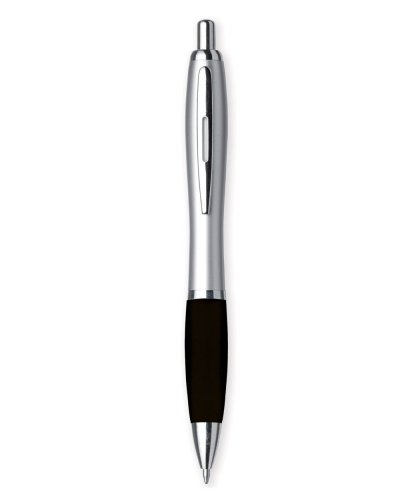 Penna in plastica silver ed impugnatura gommata Nero
