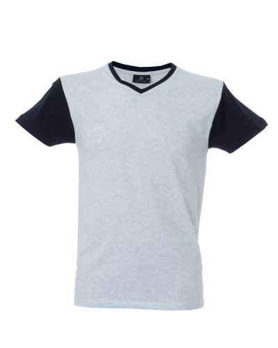T-shirt manica corta scollo a V maniche e colletto in contrasto Cadice Melange