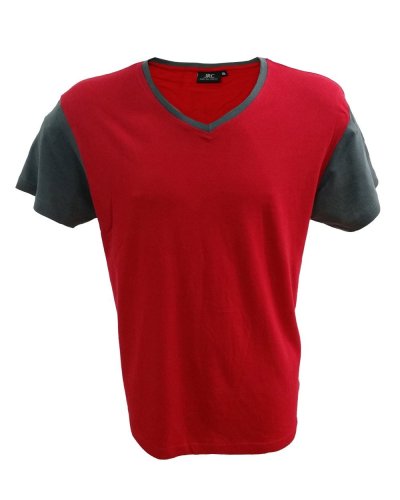 T-shirt manica corta scollo a V maniche e colletto in contrasto Cadice Red