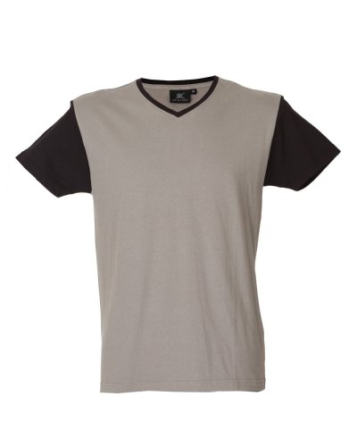 T-shirt manica corta scollo a V maniche e colletto in contrasto Cadice Light Grey
