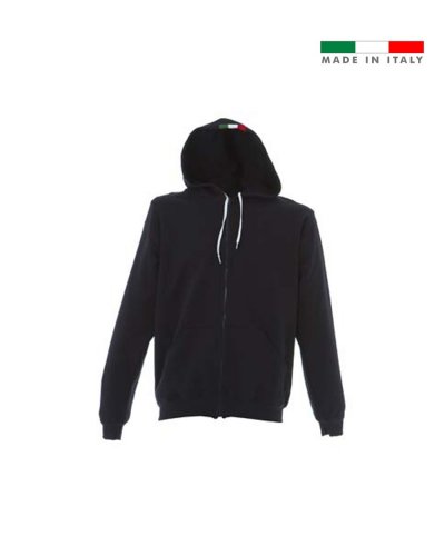 Felpa made in Italy Asti con tricolore sul cappuccio Navy