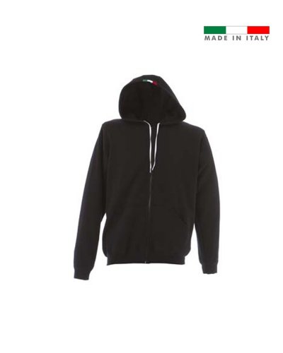 Felpa made in Italy Asti con tricolore sul cappuccio Black