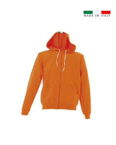 Felpa made in Italy Asti con tricolore sul cappuccio Orange