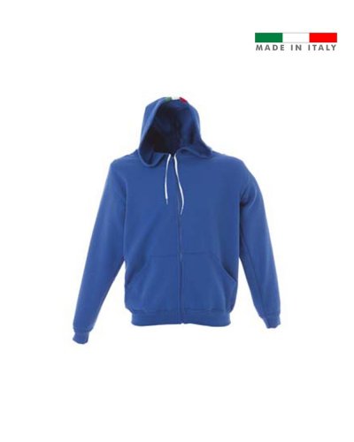Felpa made in Italy Asti con tricolore sul cappuccio Royal