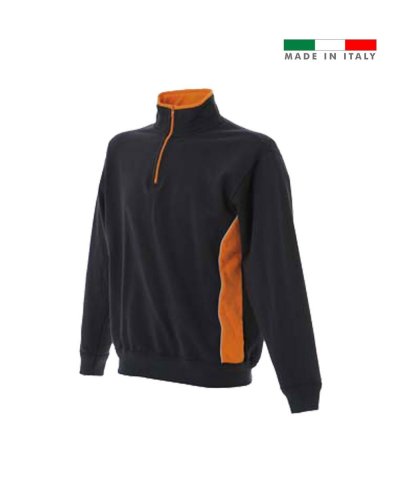Felpa bicolore made in Italy Bari Black / Orange