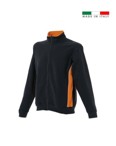 Felpa bicolore made in Italy Cagliari zip lunga Black / Orange