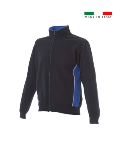 Felpa bicolore made in Italy Cagliari zip lunga Navy / Royal