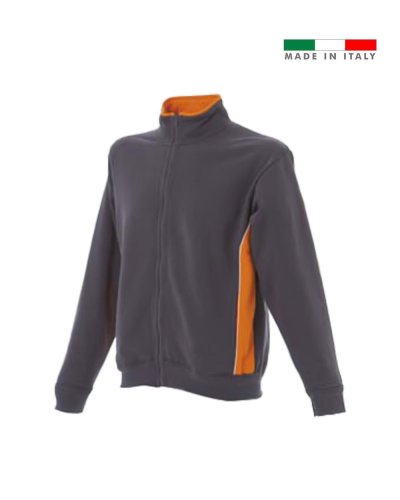 Felpa bicolore made in Italy Cagliari zip lunga Grey / Orange