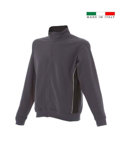 Felpa bicolore made in Italy Cagliari zip lunga Grey/Black