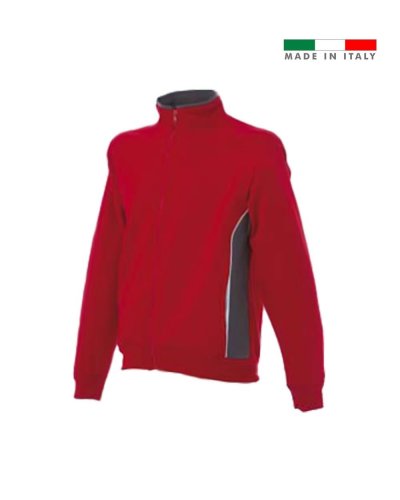 Felpa bicolore made in Italy Cagliari zip lunga