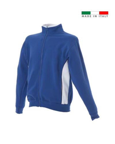 Felpa bicolore made in Italy Cagliari zip lunga