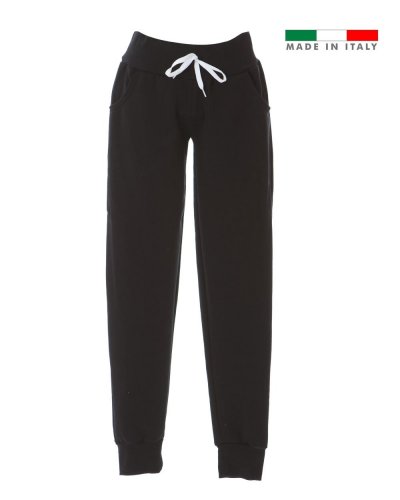 Pantaloni in felpa made in Italy Treviso lady non garzati Black