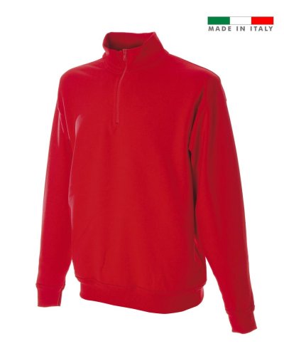 Felpa made in Italy Piacenza zip corta Red