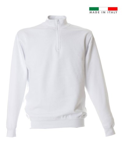 Felpa made in Italy Piacenza zip corta White