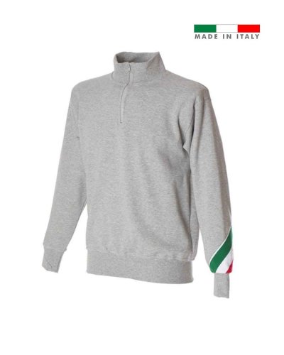 Felpa con zip e tricolore sulla manica Trento Melange