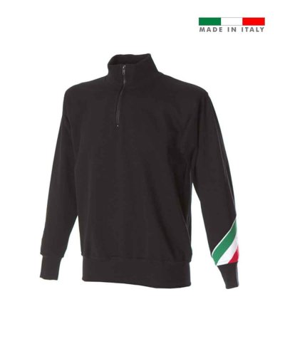 Felpa con zip e tricolore sulla manica Trento Black