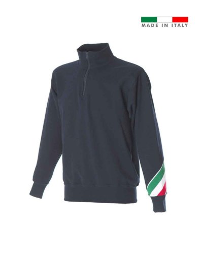 Felpa con zip e tricolore sulla manica Trento Navy