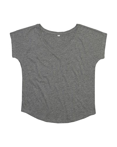 Women's Loose Fit V Neck T Heather Grey Melange