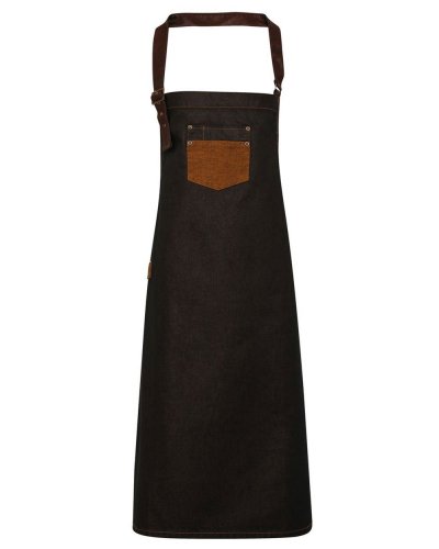 Division Waxed Look Denim With Faux Leather ather Black/ tan denim