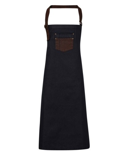 Division Waxed Look Denim With Faux Leather ather Indigo/brown denim