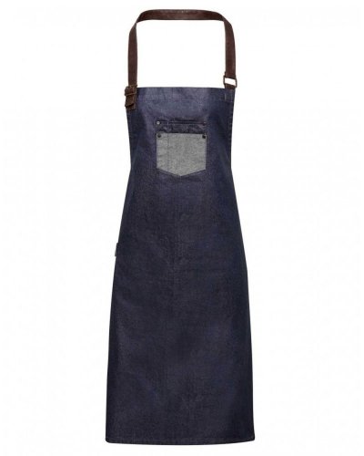 Division Waxed Look Denim With Faux Leather ather Indigo denim